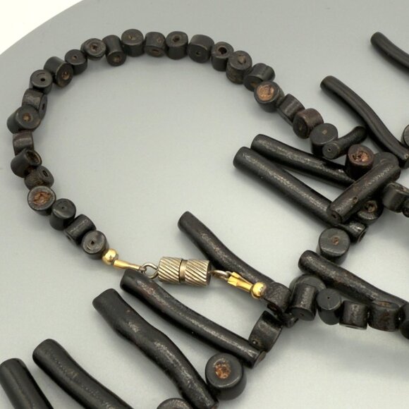 Vintage Natural Black Branch Coral Necklace Bib Statement Design 24 inches - Picture 13 of 16